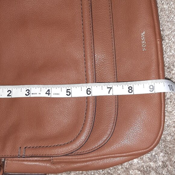 Fossil Peyton Double Flap Crossbody Bag Tan Brown Leather - Picture 15 of 16